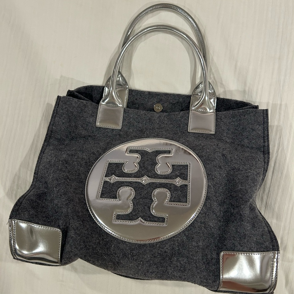 Tory Burch Gray and Silver Tote